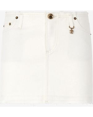 Roberto Cavalli Frayed Denim Miniskirt - Natural