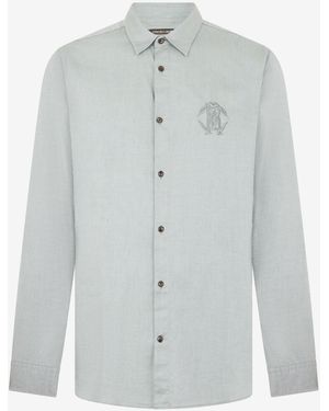 Roberto Cavalli Light Shirt With Monogram Rc Embroidery - Grey