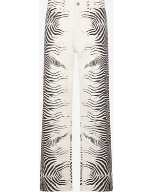 Roberto Cavalli Zebra Print Denim Jeans - White
