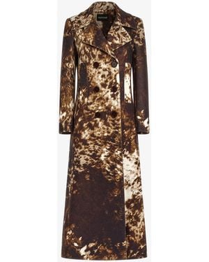 Roberto Cavalli Appaloosa Printed Double-Breasted Trench Coat - White