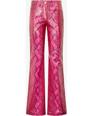 Roberto Cavalli Shiny Python-Print Trousers - Pink