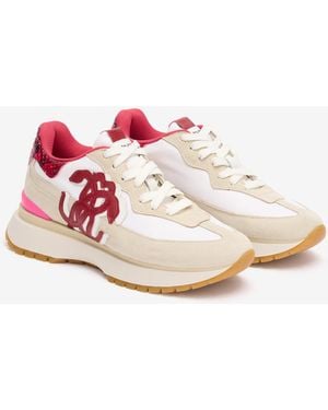 Roberto Cavalli Sneakers Con Retro Squame Di Pitone - Rosa