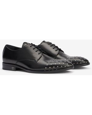 Roberto Cavalli Derby Shoes With Studded Toe Cap - Black