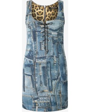Roberto Cavalli Patchwork Capsule Collection Short Dress - Blue