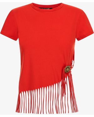 Roberto Cavalli T-Shirt With Fringing - Red