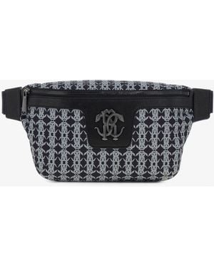 Roberto Cavalli Fanny Pack With Monogram Mirror Snake - Black