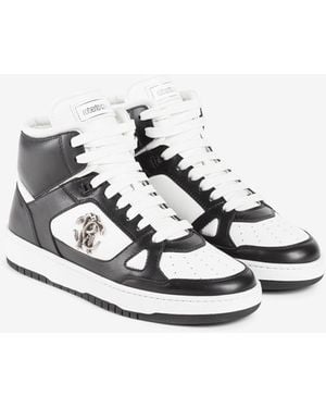 Roberto Cavalli Logo-Plaque Leather Trainers - White