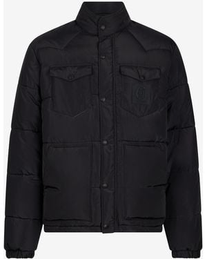 Roberto Cavalli Puffer Jacket With Monogram Jc - Black