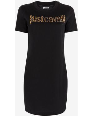 Roberto Cavalli Just Cavalli Logo-Print Mini Dress - Black