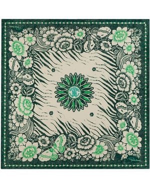 Roberto Cavalli Scarf With Zebra Pattern And Mirror Snake Monogram - Green