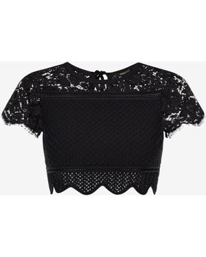Roberto Cavalli Crop Top En Dentelle - Noir