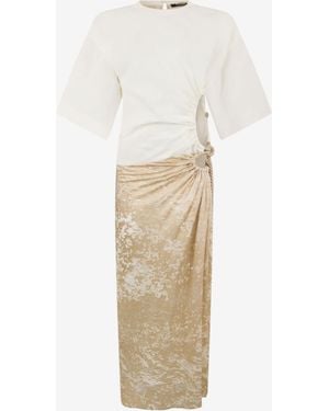 Roberto Cavalli Abstract Print On Silk Viscose Devore Dress - White