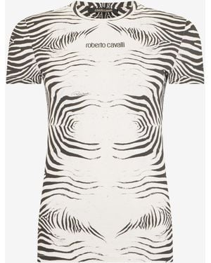 Roberto Cavalli Zebra Print T-Shirt - White