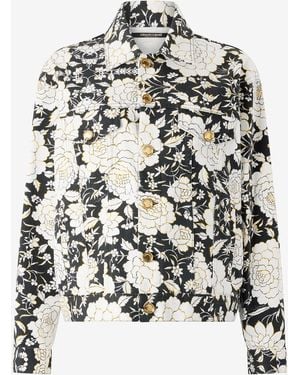 Roberto Cavalli Denim Jacket With Flowers - White