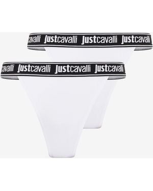 Roberto Cavalli Two-Pack Cotton Knickers With Logo Waistband - Multicolour