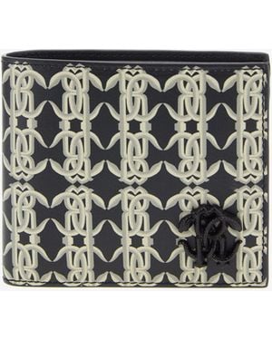 Roberto Cavalli Wallet With Monogram Rc - Black