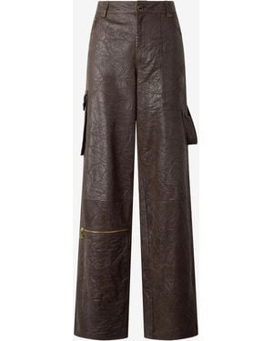 Roberto Cavalli Dark Genuine Leather Trousers - Brown