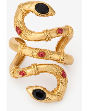 Roberto Cavalli Golden Bangle With Stones And Ruby - Metallic