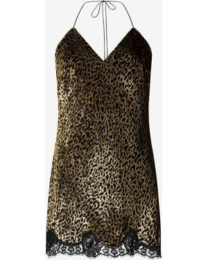Roberto Cavalli Macro Leopard Print Silk Slip Dress - Multicolour