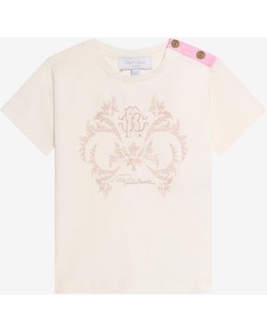 Roberto Cavalli Cream T-Shirt With Monogram Rc - Multicolour