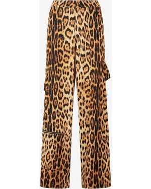 Roberto Cavalli Trousers With Jaguar Skin Print - Natural