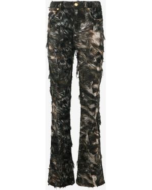 Roberto Cavalli Fur Print Jeans - Black