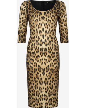 Roberto Cavalli Leopard Print Midi Dress - Natural