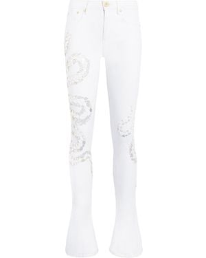 Roberto Cavalli Snake Embellished Jeans - White