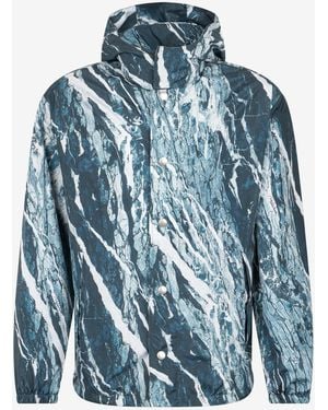 Roberto Cavalli Marble-Print Bomber Jacket - Blue