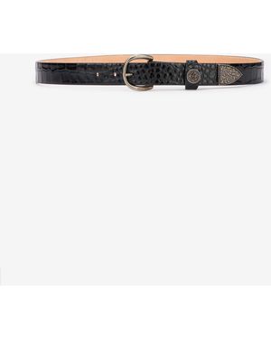 Roberto Cavalli Leather Belt With Mirror Snake Monogram - Multicolour