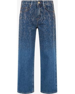 Roberto Cavalli Denim Culotte Jeans With Rhinestones - Blue