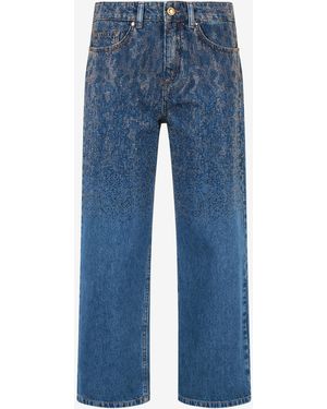 Roberto Cavalli Denim Culotte Jeans With Rhinestones - Blue