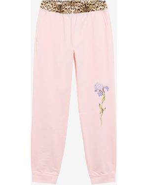 Roberto Cavalli Joggers With Leopard Waistband - Pink