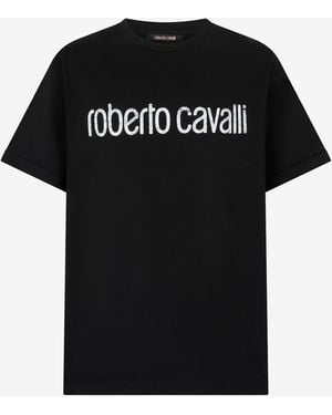 Roberto Cavalli T-Shirt With Used Logo - Black