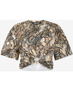 Roberto Cavalli Crop Top With Python Print - Multicolour