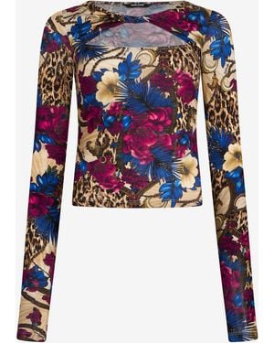 Roberto Cavalli Camiseta Estampado Flower Leopard - Azul