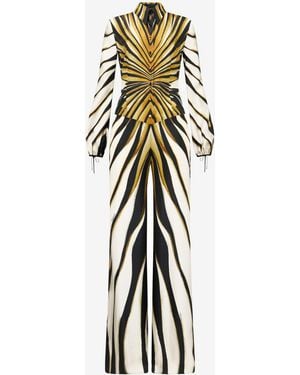 Roberto Cavalli Ray Of Print Silk Jumpsuit - White
