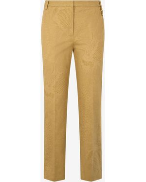 Roberto Cavalli Solid-Color Python-Print Trousers - Natural