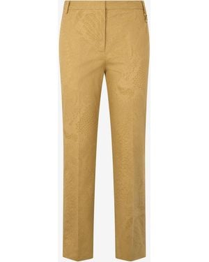 Roberto Cavalli Solid-Color Python-Print Trousers - Natural