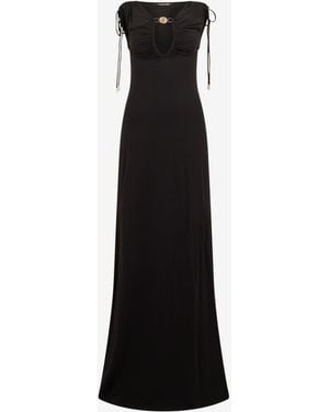 Roberto Cavalli Maxi Dress With Mirror Snake Detail - Black