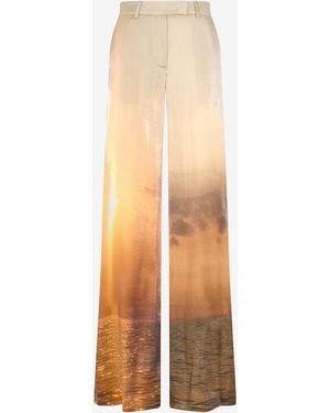 Roberto Cavalli Sunset Print Palazzo Pants - White