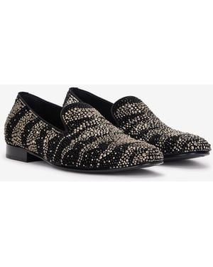 Roberto Cavalli Animal-Print Loafers With Rhinestones - Black