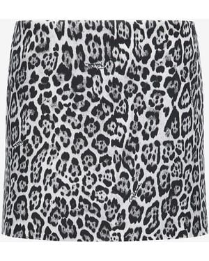 Roberto Cavalli Miniskirt With Leopard Print - Black
