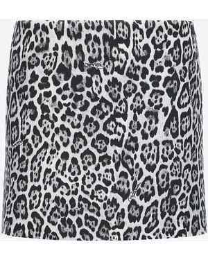 Roberto Cavalli Miniskirt With Leopard Print - Black