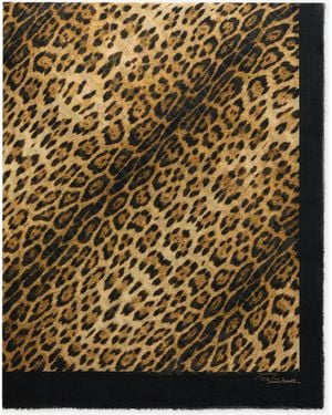 Roberto Cavalli Jaguar Print Modal Cashmere Scarf - Metallic