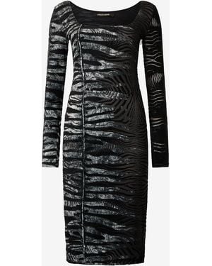Roberto Cavalli Dress With Tiger Skin And Zebra Motif - Black