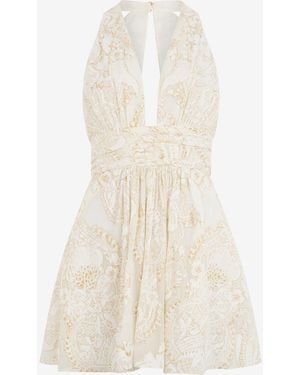 Roberto Cavalli Mini Dress With Ornamental Motif - White