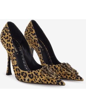 Roberto Cavalli Décolleté With Monogram Mirror Snake - Black