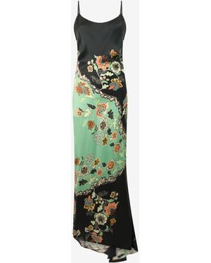 Roberto Cavalli Kimono Print Silk Dress - Green