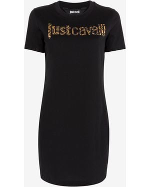 Roberto Cavalli Just Cavalli Logo-Print Mini Dress - Black